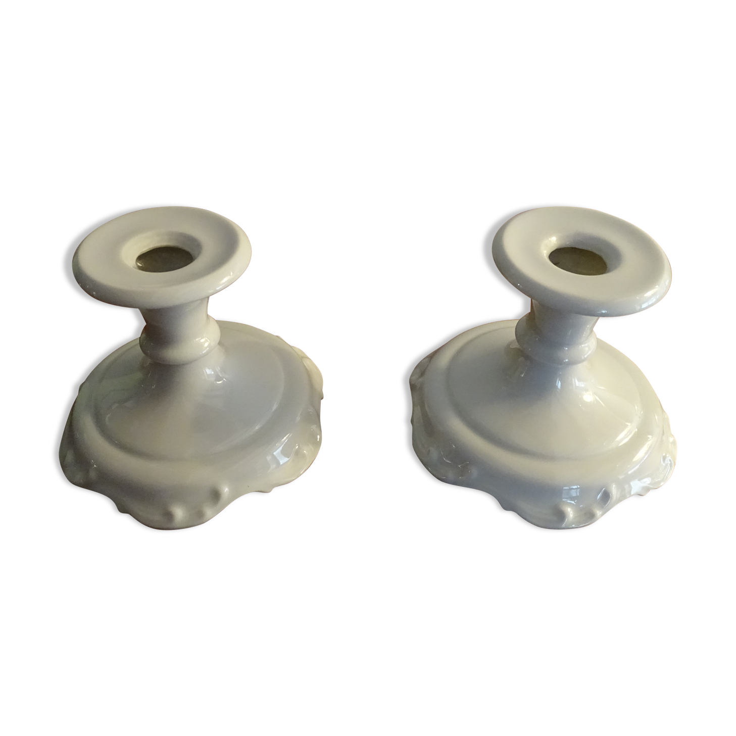 Pair of Limoges porcelain candle holders