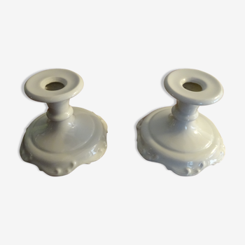 Pair of Limoges porcelain candle holders