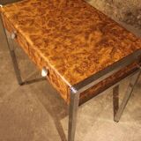 Small desk vanity 70 walnut burl chrome base