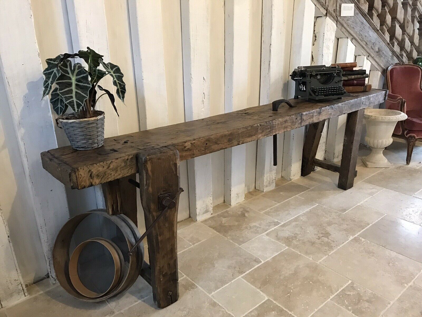Former wooden carpenter's workbench