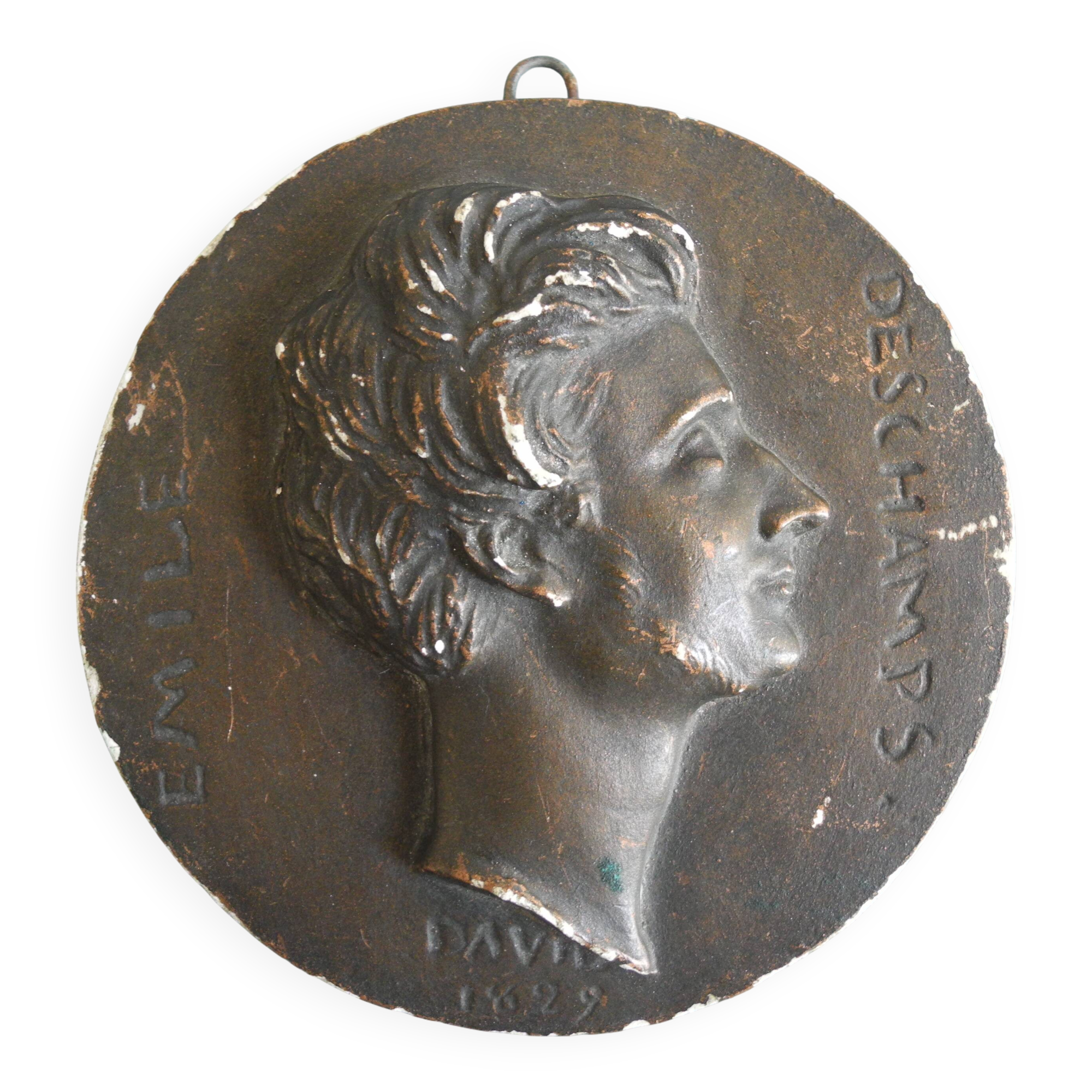 plaster medallion Louvre Museum 19th century Emile Deschamps David Angers 1829 medal