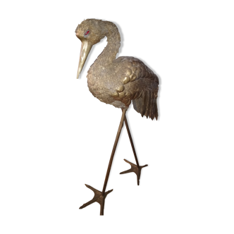 Carved heron in scrap metal