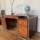 Bureau bauhaus vintage tubulaire annee 1930 en acajou