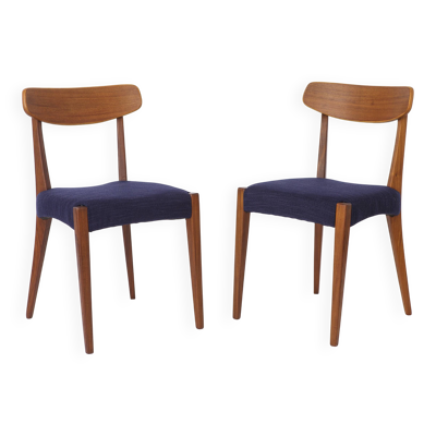 Paire de chaises en teck danois des années 1960, chaises de salle à manger vintage du milieu du siècle.