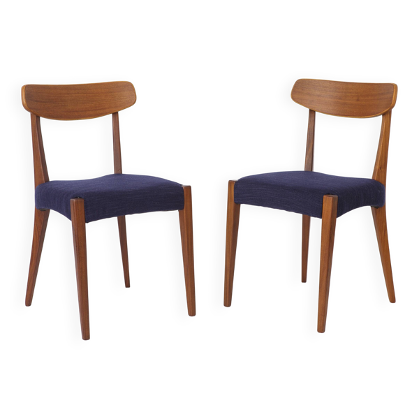 Paire de chaises en teck danois des années 1960, chaises de salle à manger vintage du milieu du siècle.