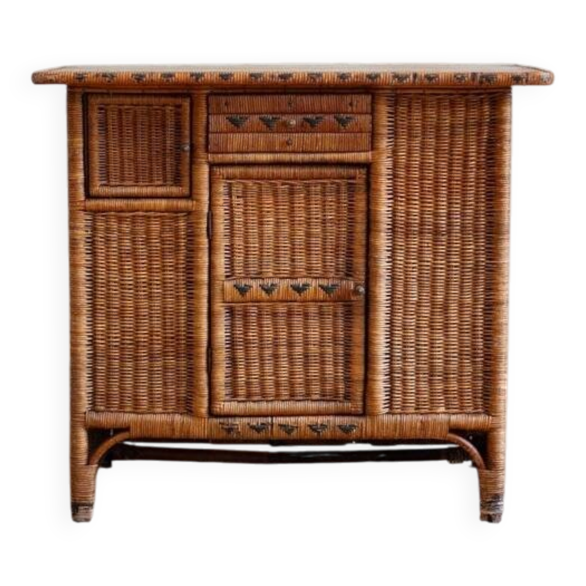 Small woven bamboo buffet, 1960s
