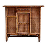 Petit buffet en bambou tressé, années 1960