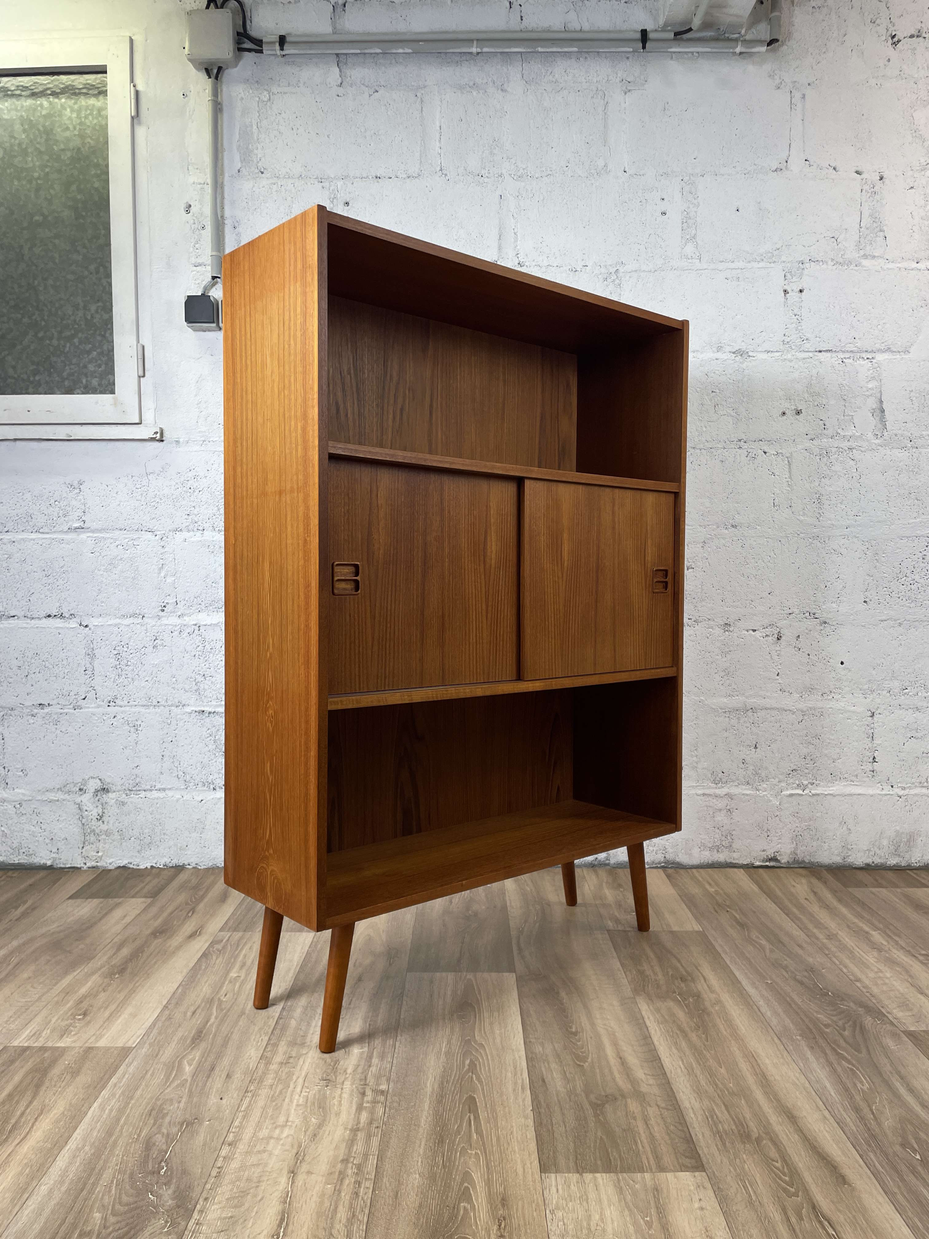 Double bookcase vintage Scandinavian teak sideboard, 60s