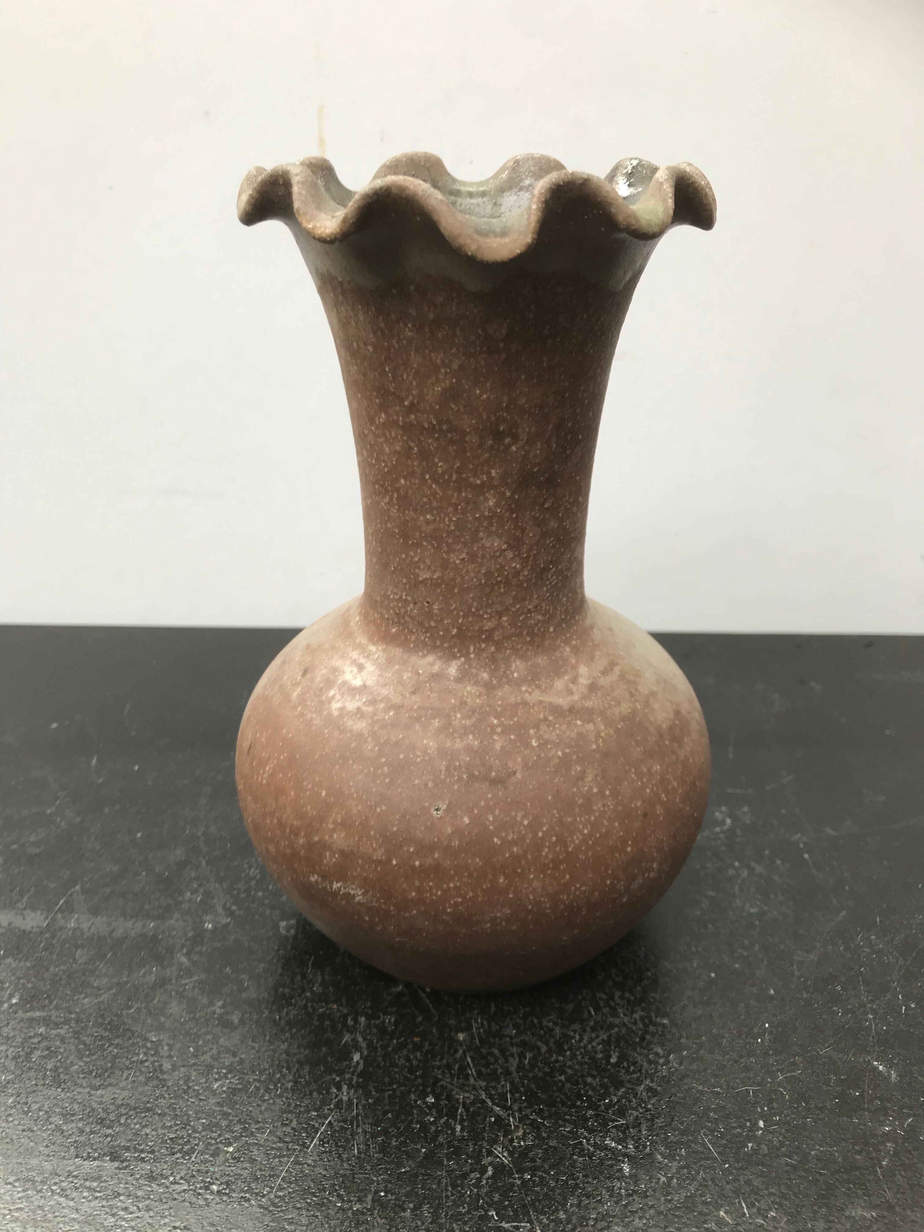 Former vase ball Accolay ceramics brown col corolle vintage