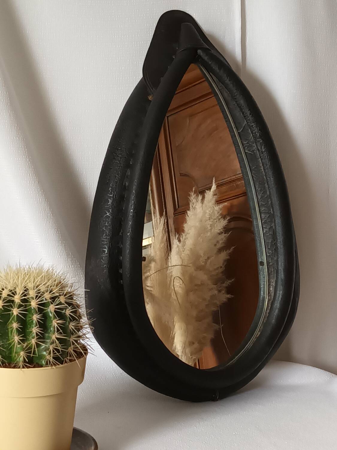 Vintage mirror on horse collar