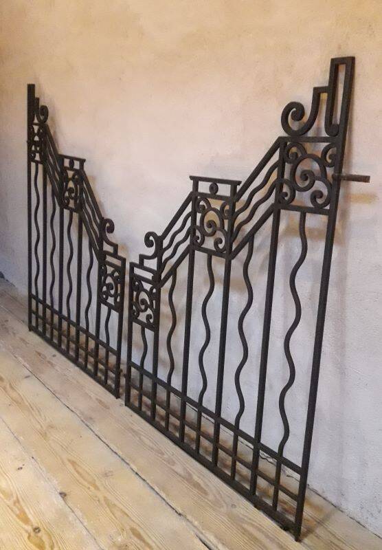 Old wrought iron gate and door grilles 20th century Art Deco
