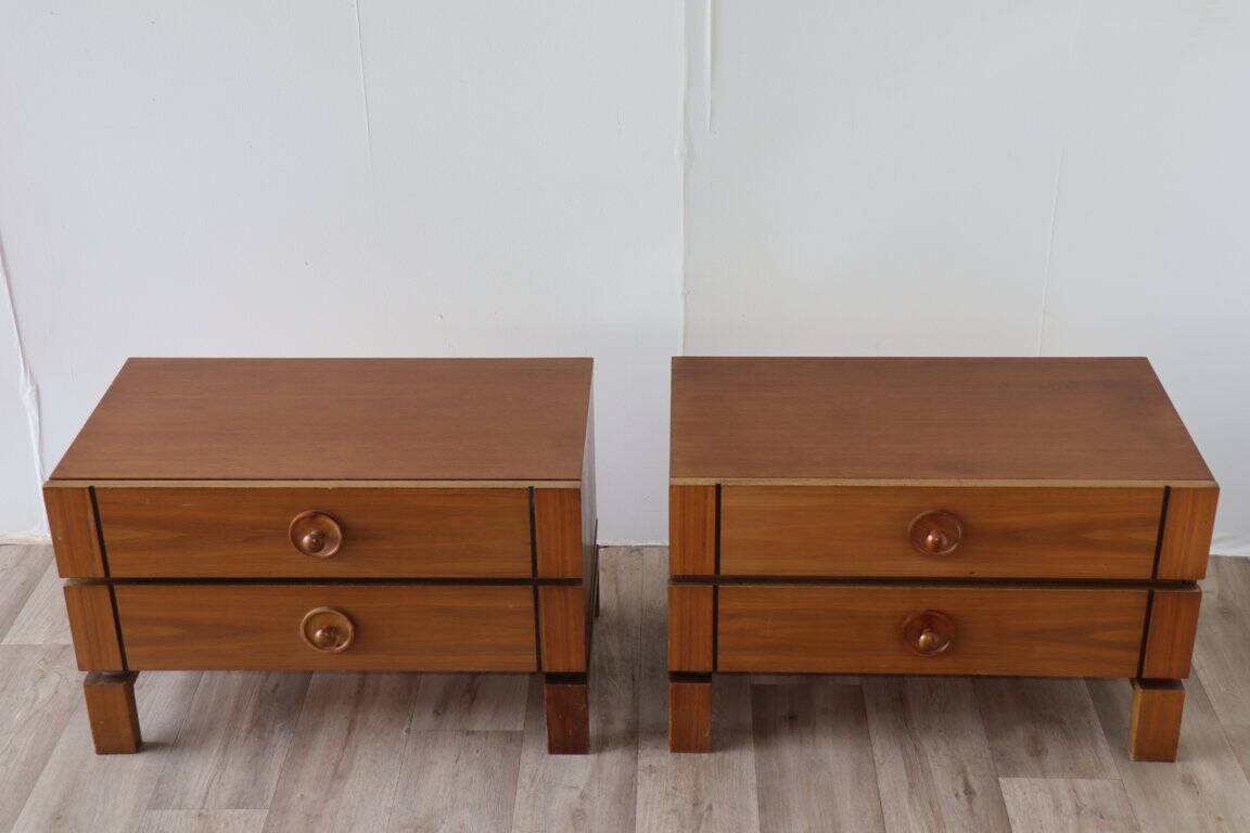 Pair of vintage wooden bedside tables, 1970s