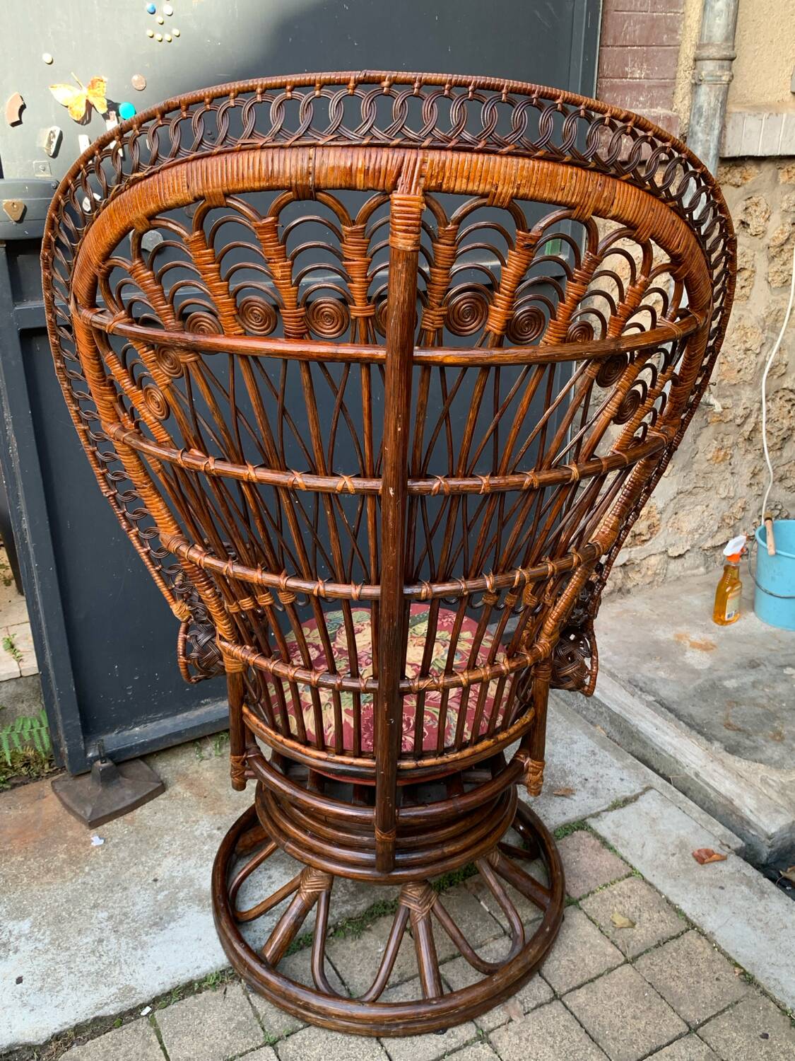 Emmanuelle rattan armchair Peacock 1960