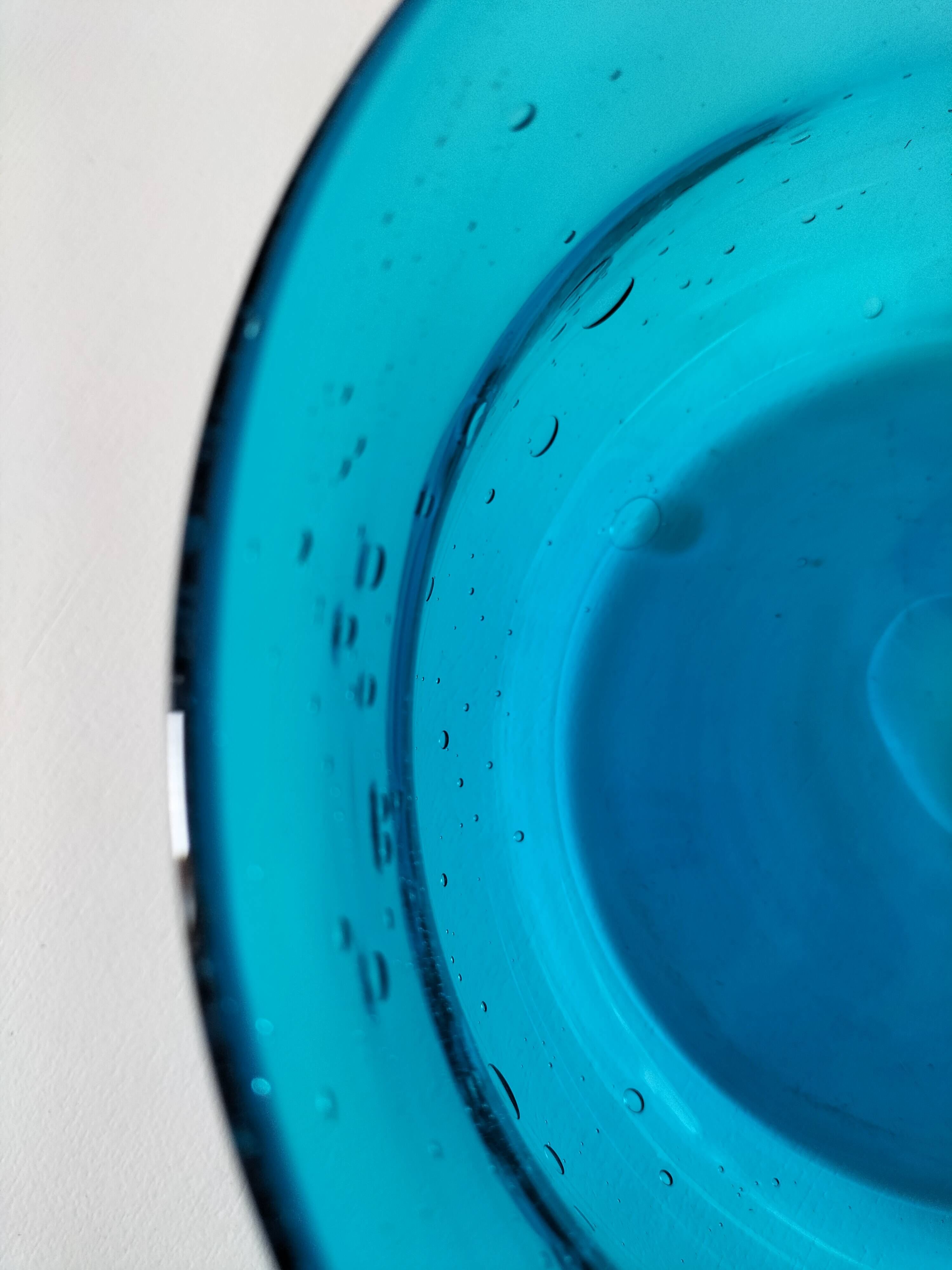 Vintage turquoise blue bubble glass coupe