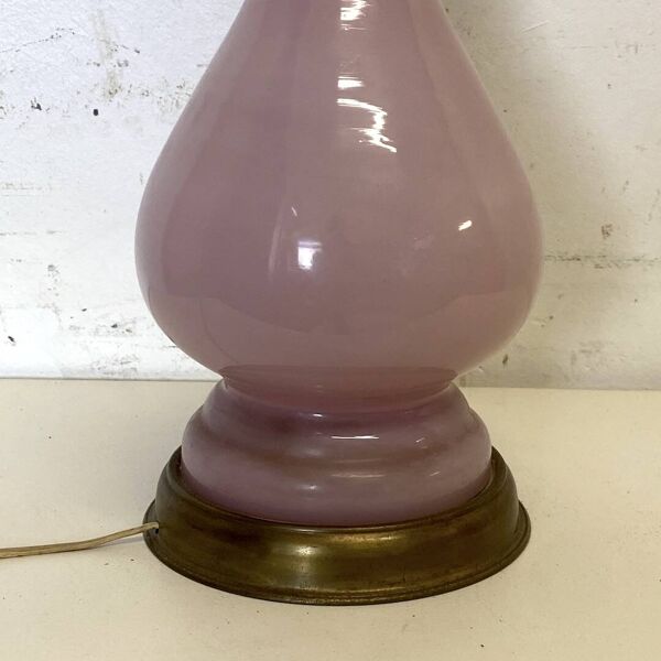 Pied de lampe en opaline rose