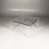Table low plexiglas and brass, C.1980