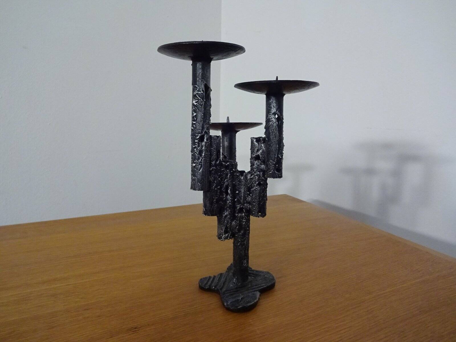 Brutalist Iron Candleholder, 1960s