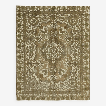 Handmade Oriental Decorative 1980s 285 cm x 355 cm Beige Wool Carpet