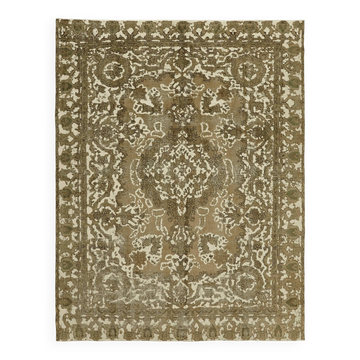 Tapis fait à la main oriental décoratif années 1980 285 cm x 355 cm beige laine tapis
