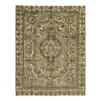 Handmade Oriental Decorative 1980s 285 cm x 355 cm Beige Wool Carpet