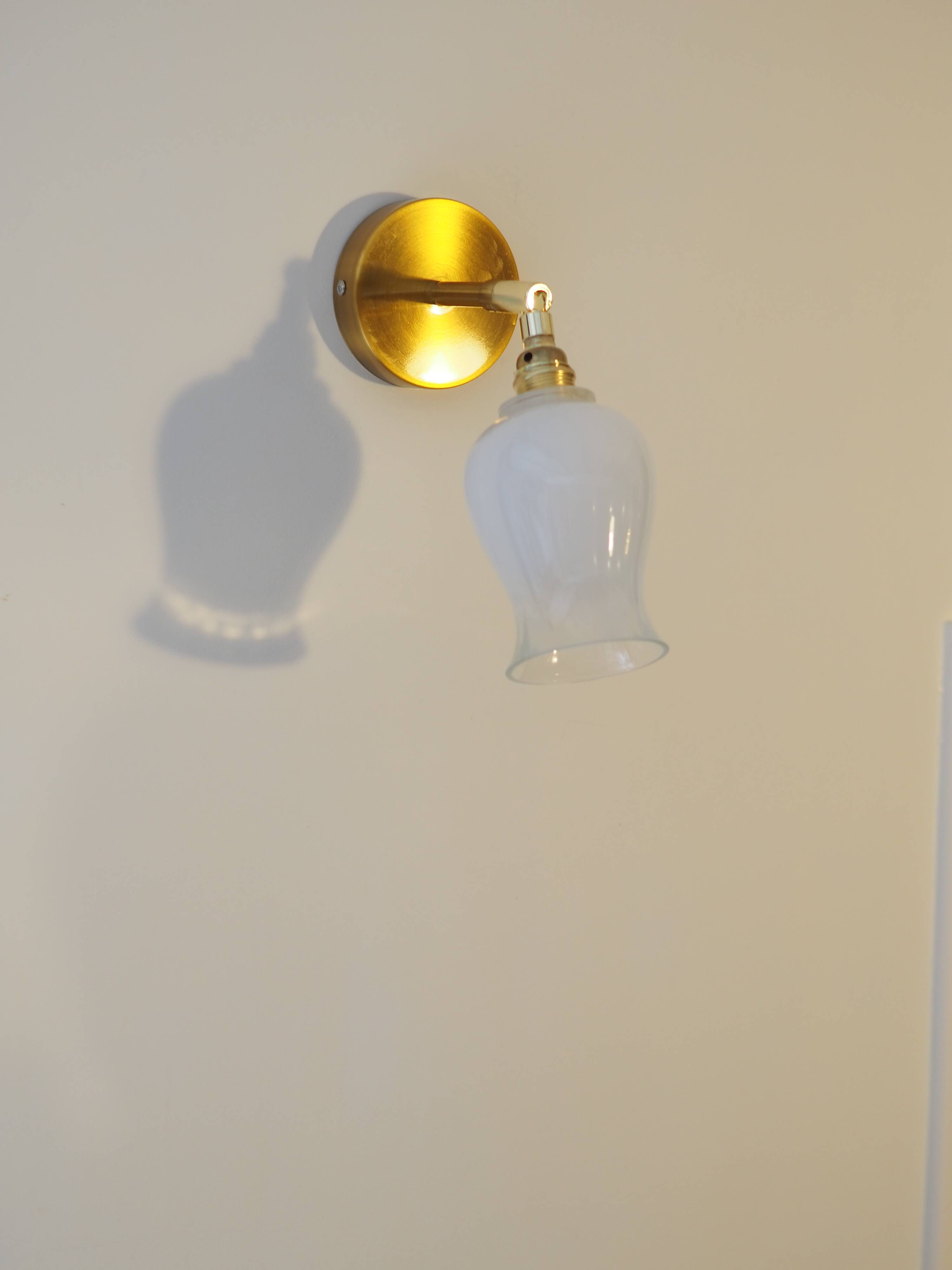 Wall light - White opal and brass