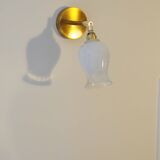 Wall light - White opal and brass