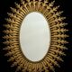 Miroir soleil en fer forgé doré, Espagne Ibiza années 50