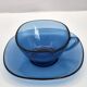 6 vintage cups and saucers vereco blue colour a703