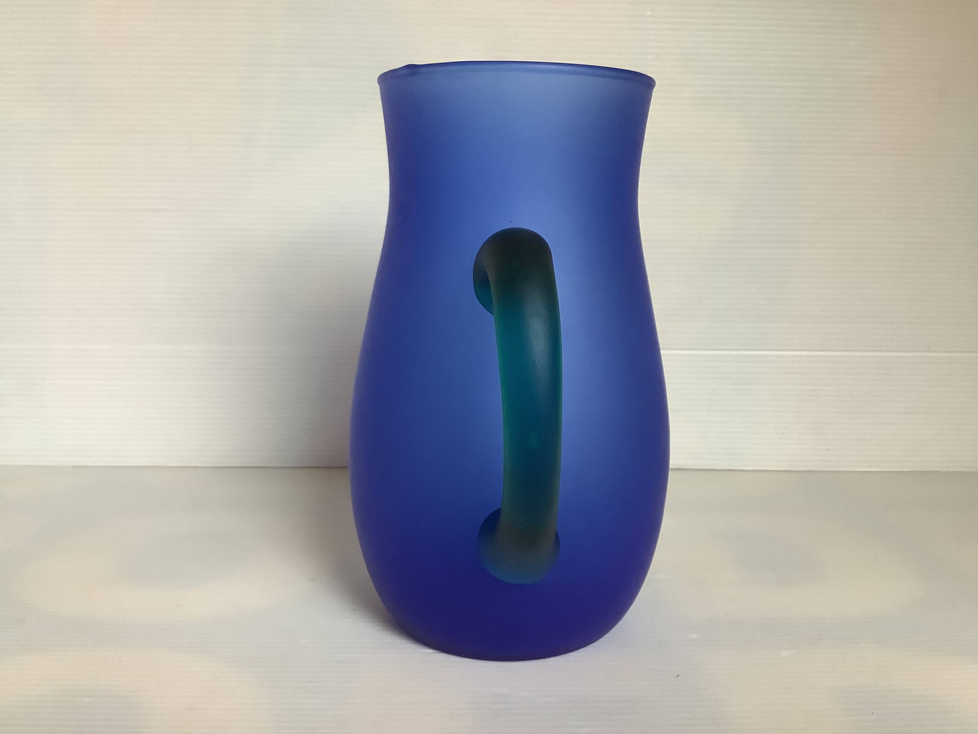Blue glass paste pitcher