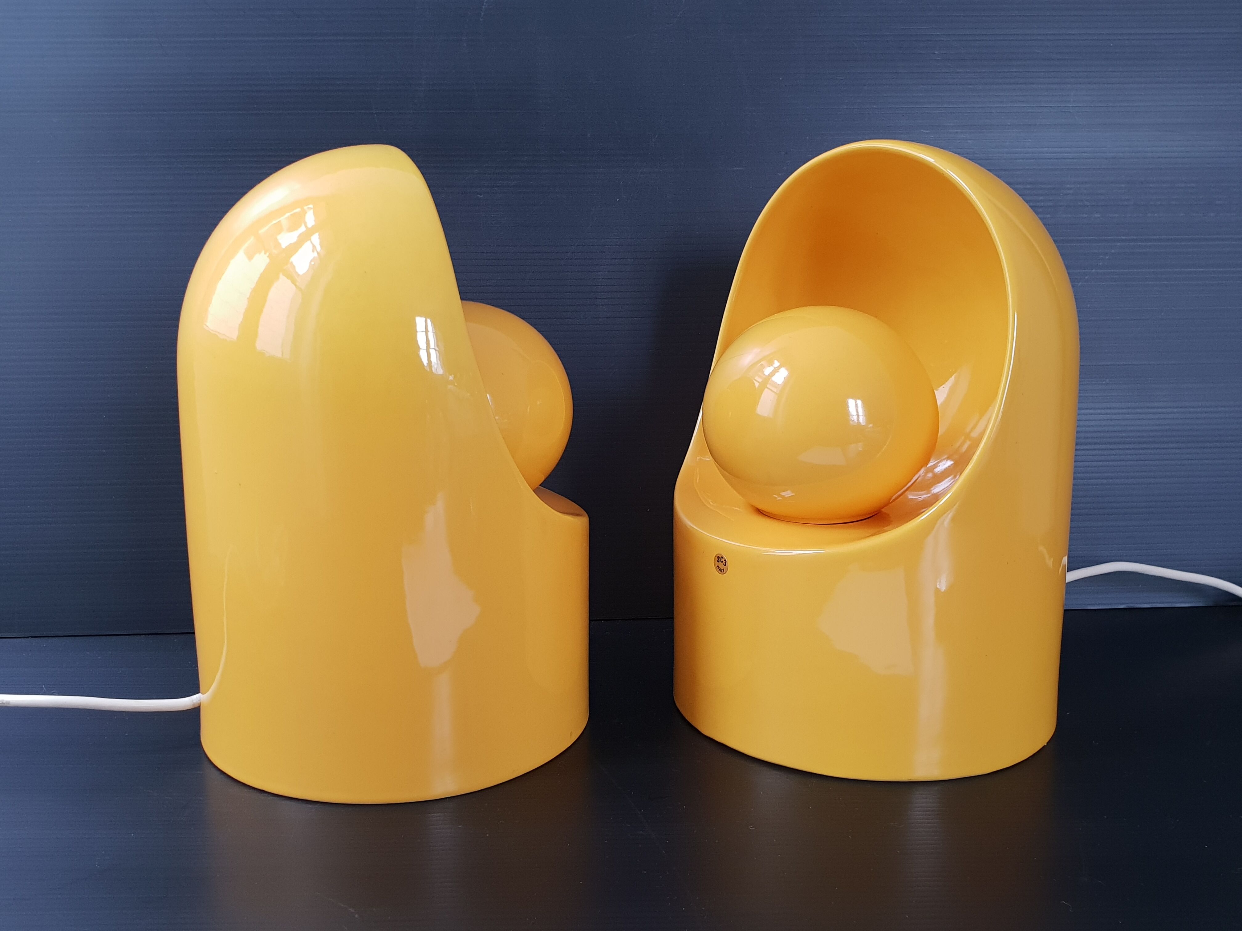 Pair of vintage SC3 lamps by Marcello Cuneo for Gabbianelli