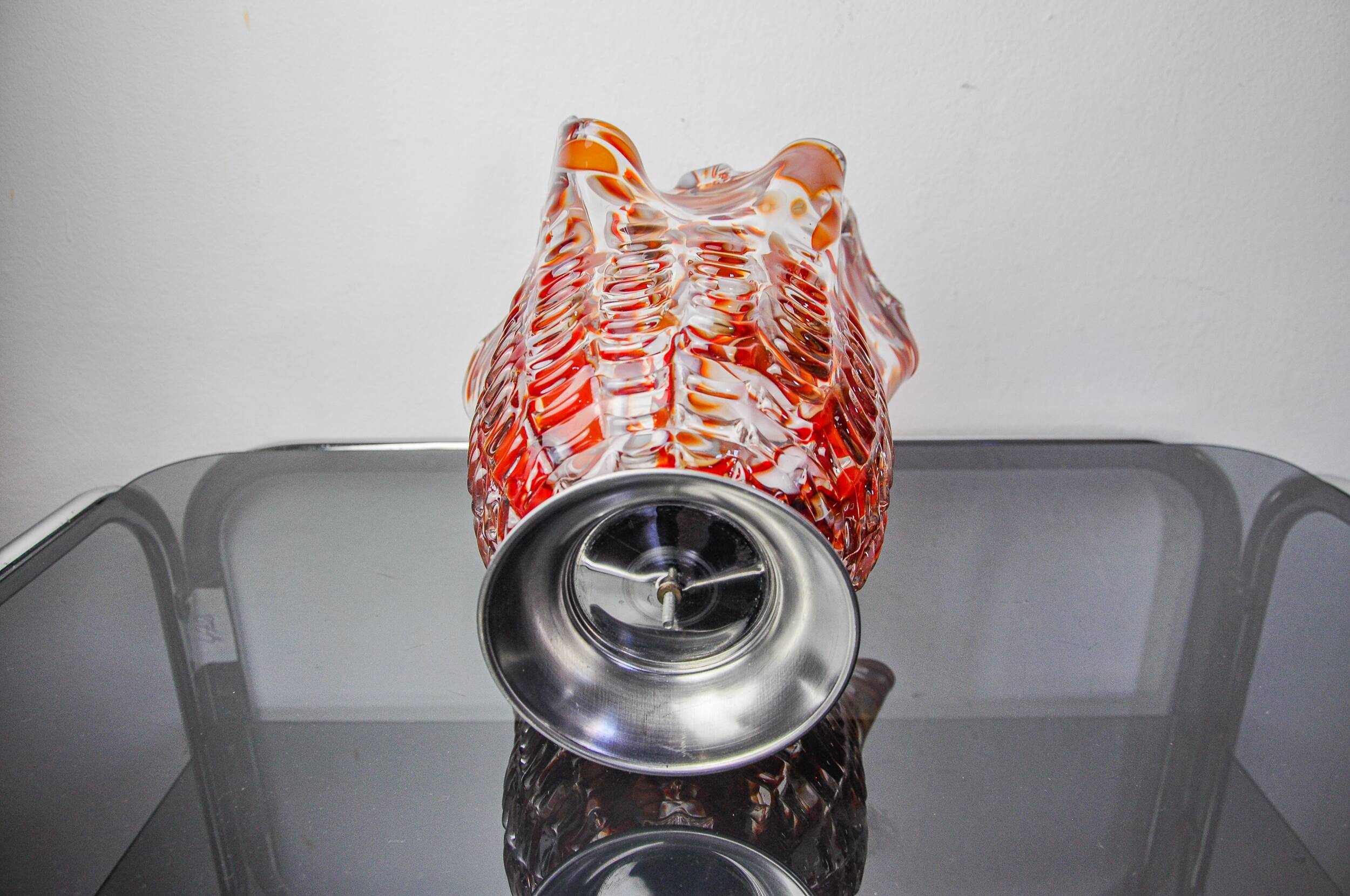 Red and white Seguso vase in Murano glass, Italy, 1960