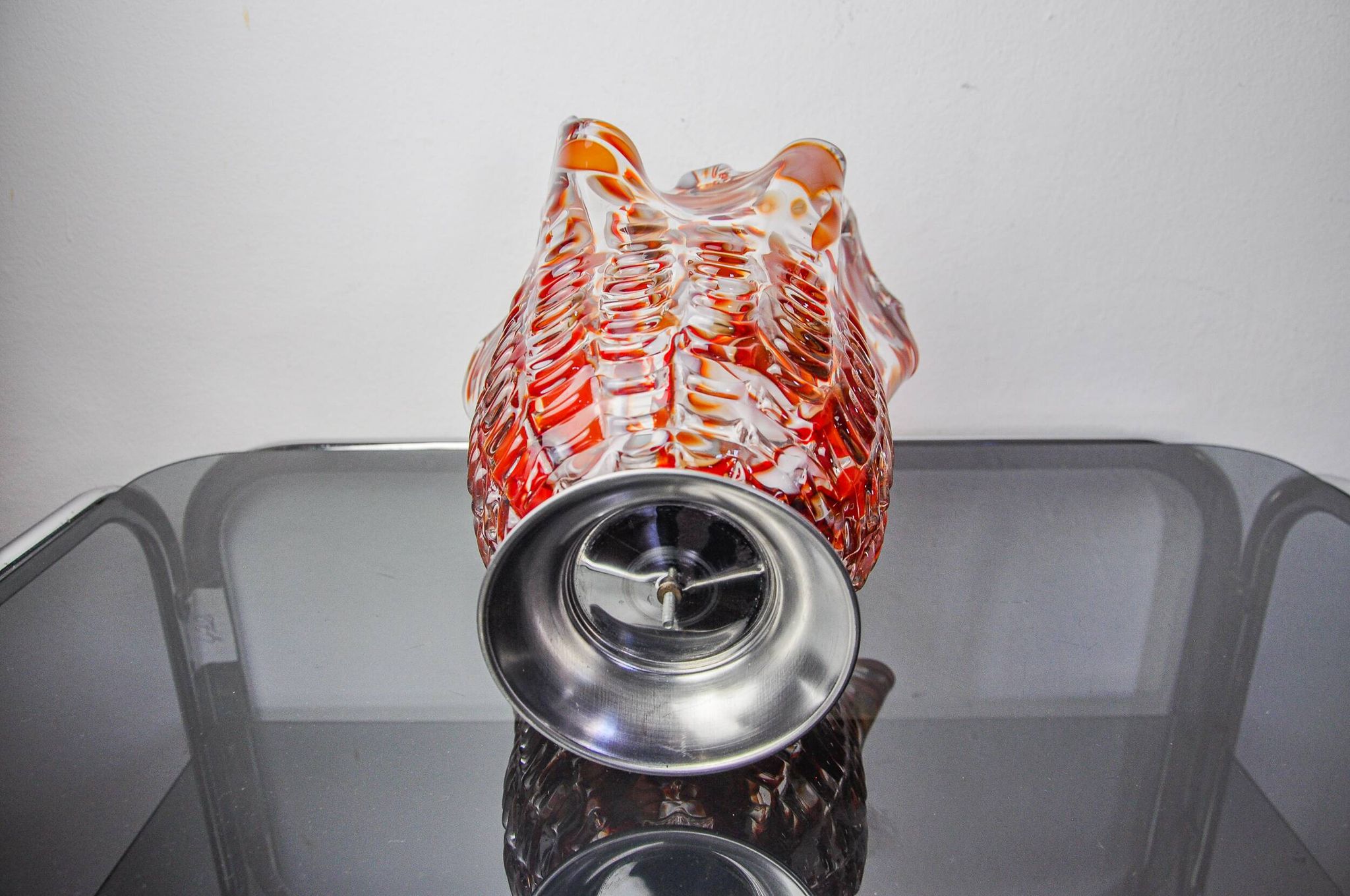 Red and white Seguso vase in Murano glass, Italy, 1960