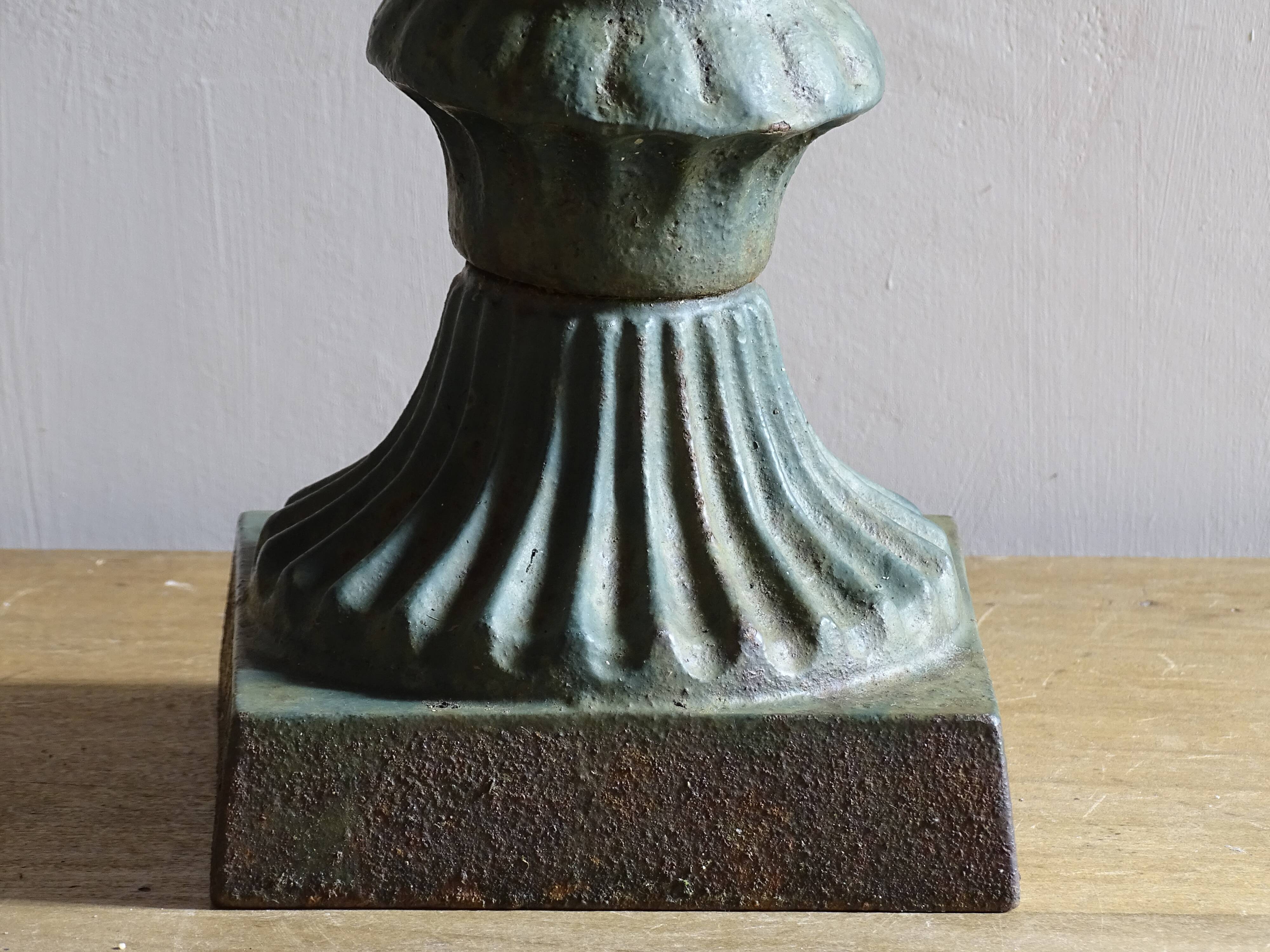 Antique Cast Iron Garden Urn, Campana Form Planter