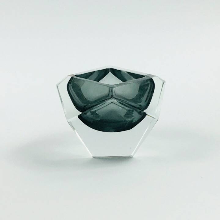 Diamond-Shaped Murano Glass Catchall by F. Poli for Seguso, Italy, 1970s