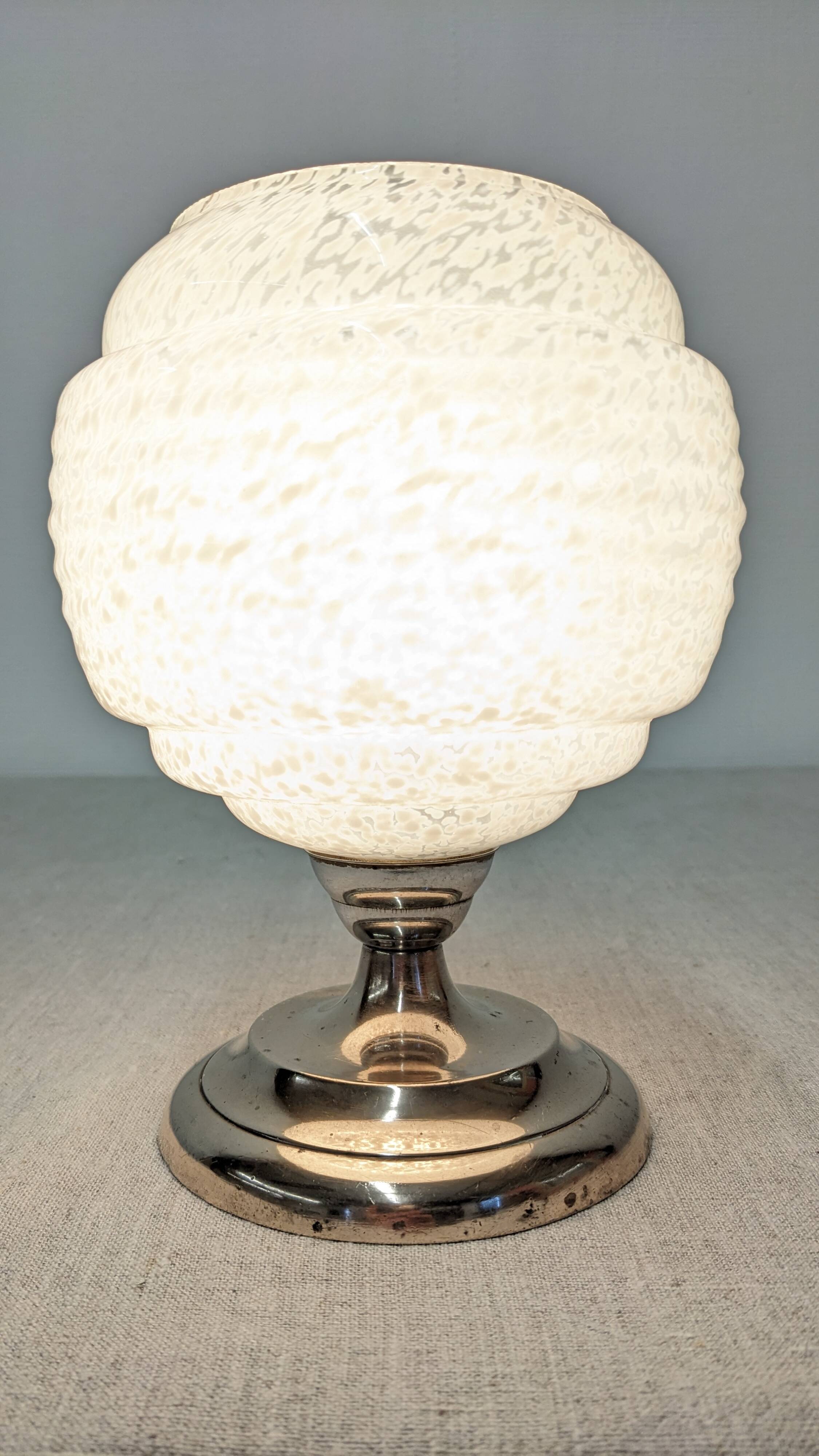 Art Deco bedside or ambient lamp in glass from Clichy, France, circa 1920.