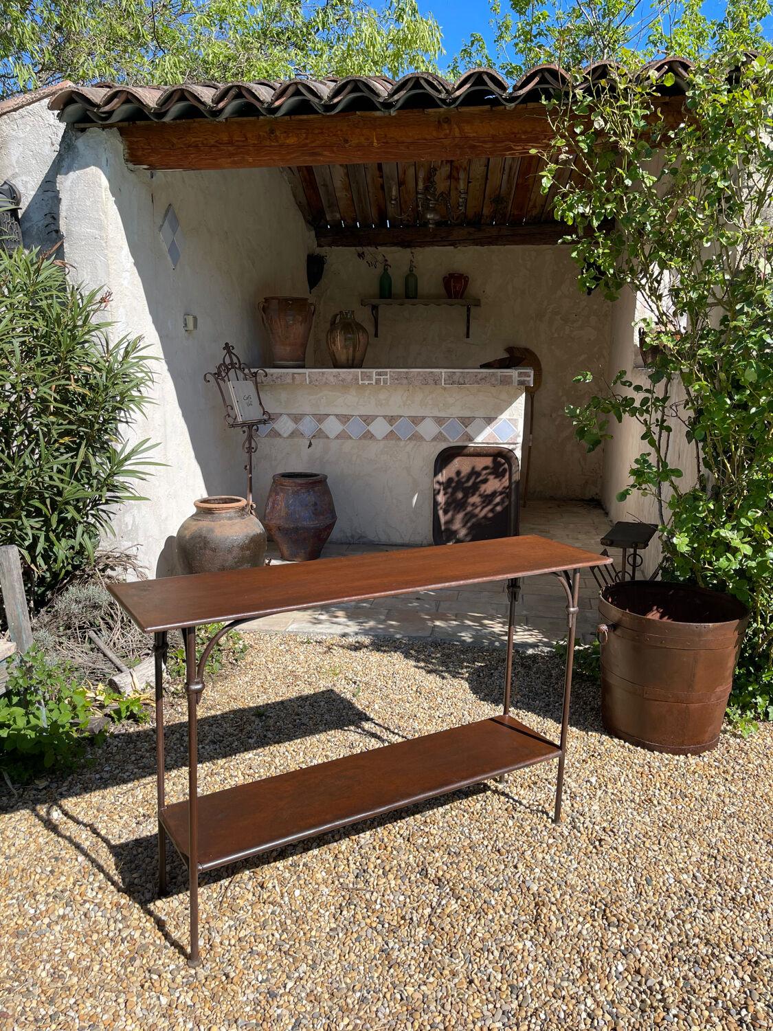 Handcrafted wrought iron console table