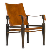 Swiss Leather Safari Chair attributed to Wilhelm Kienzle for Wohnbedarf