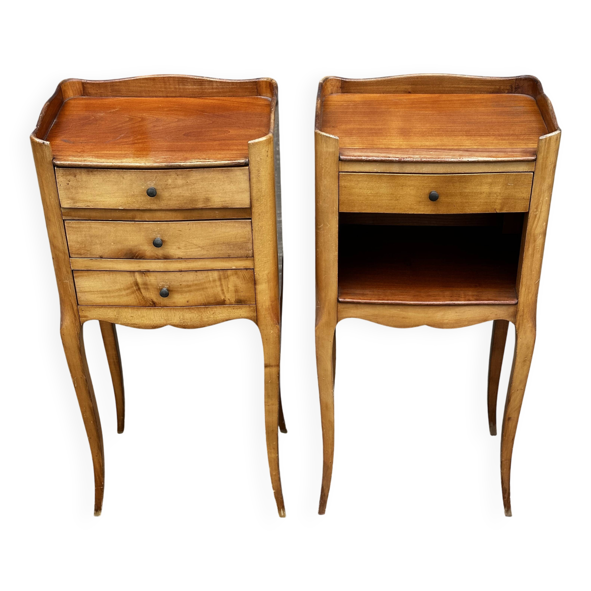 Pair of Louis XV style cherrywood bedside tables