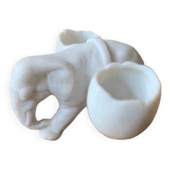 Small elephant in biscuit porcelain, 19th century salt cellars