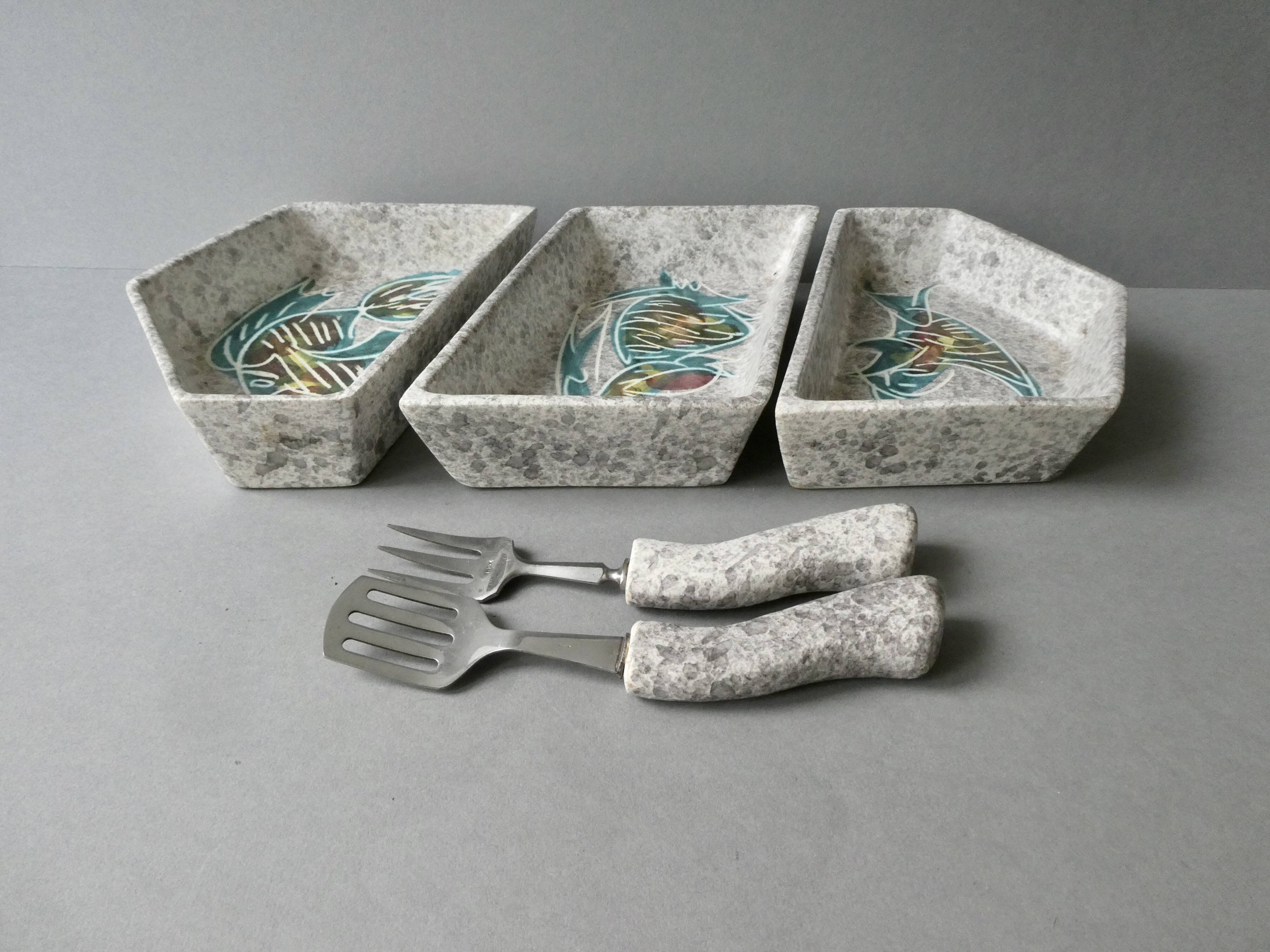 Borty Vallauris ceramic 3-bowl set, 1950s