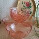 Lot de 6 coupelles  en verre rose vintage