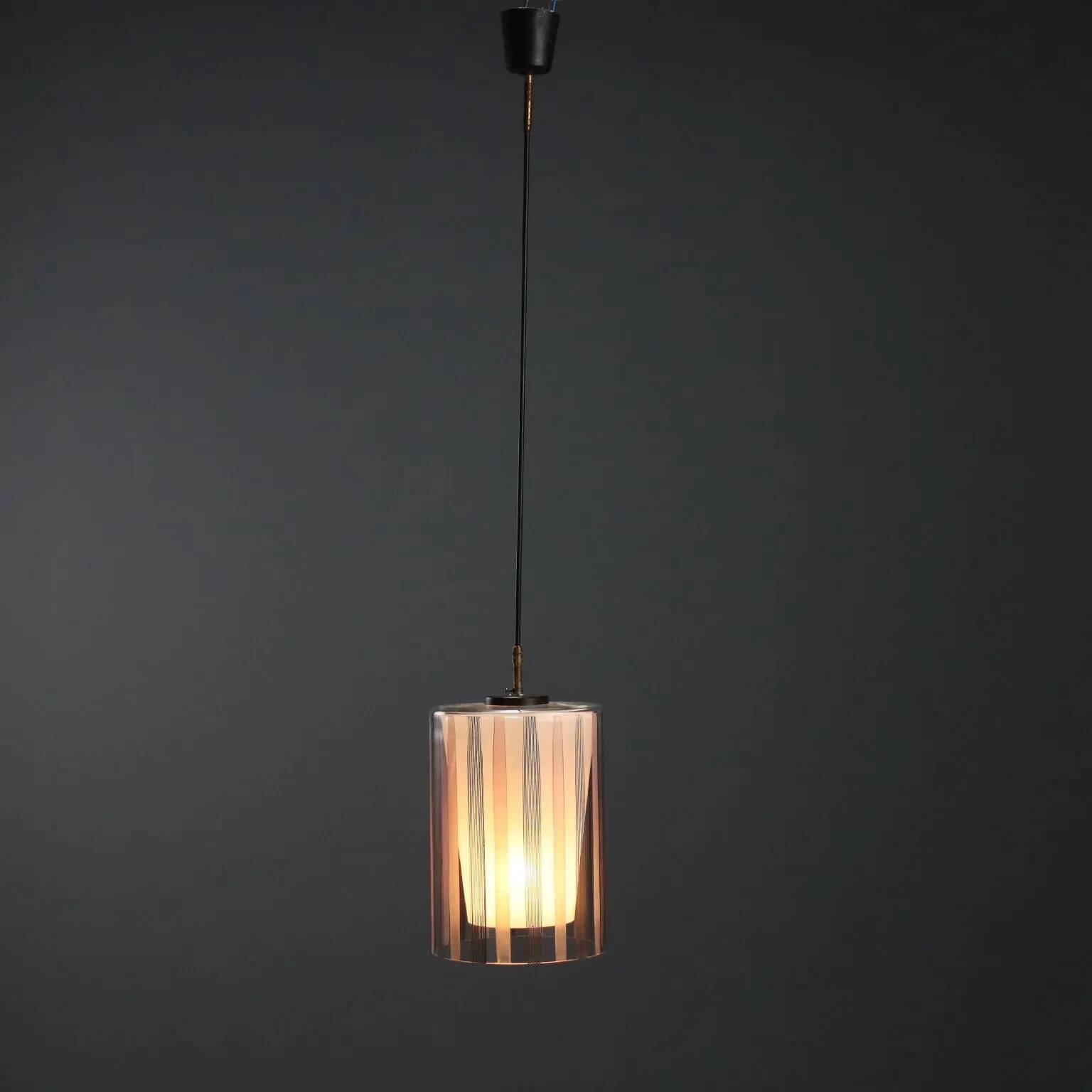 Vintage glass and metal pendant, Italy, 1970s