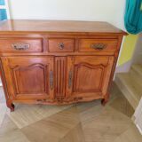 Rustic buffet in Louis XV-Regency style, dovetailed, cherry wood finish, solid wood.