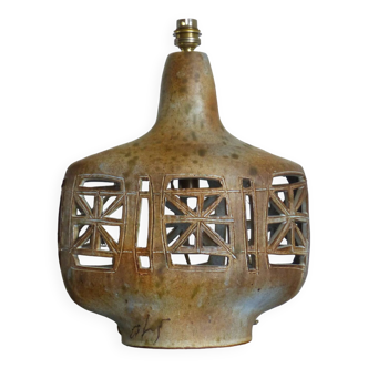 Vintage signed lamp base, openwork ceramic.