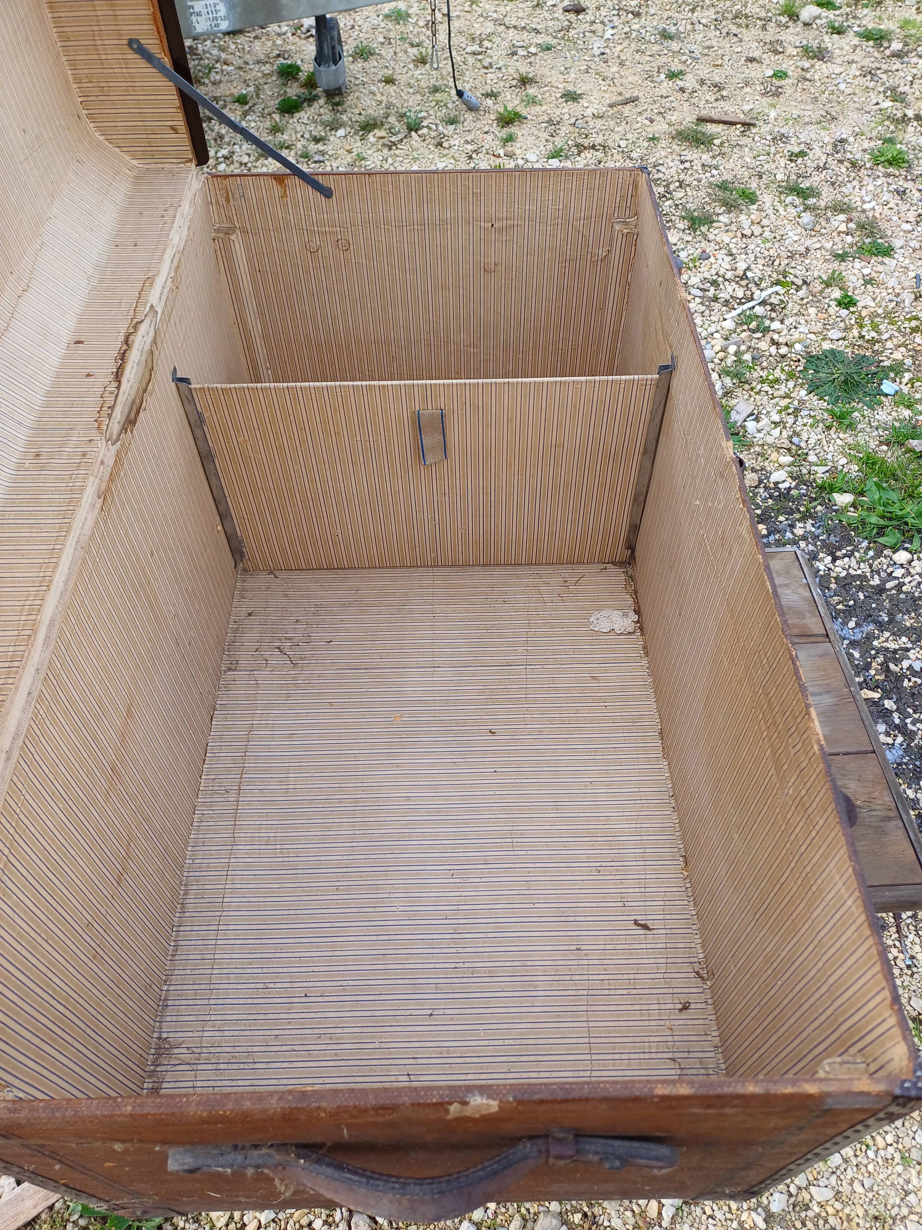 Old wooden travel trunk