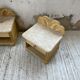 Pair of travertine bedside and rattan palm tree "vivai del sud"