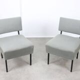 Mid-century Bauhaus Style Easy Chairs in Grey Fabric