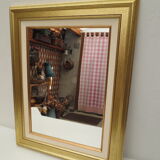 Rectangular mirror, gilded wood tower