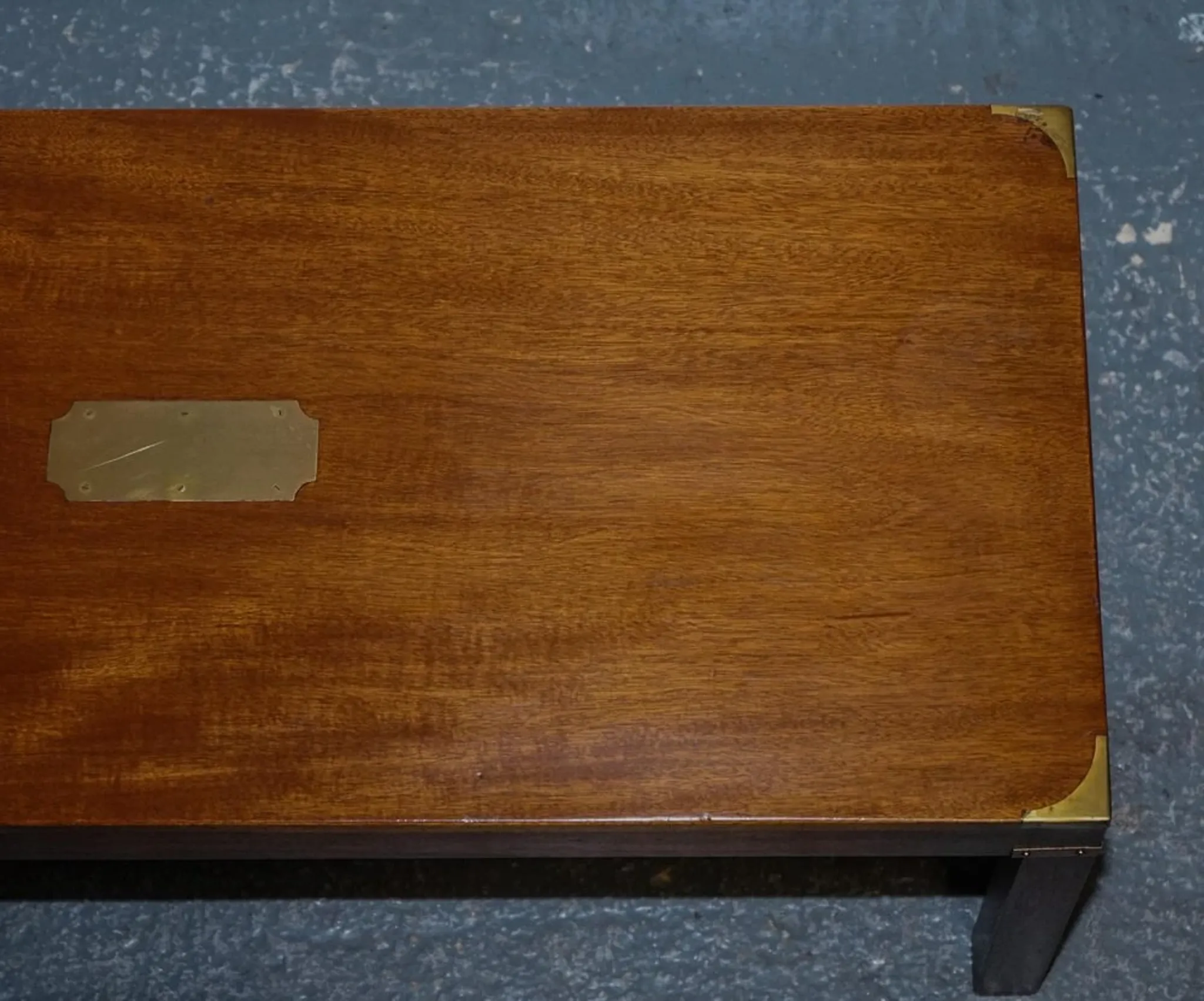 Vintage Reh Kennedy Military Campaign Coffee Table with Brass Fittings from Harrods