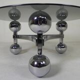 Space Age Sputnik coffee table, with a 1970s chrome base